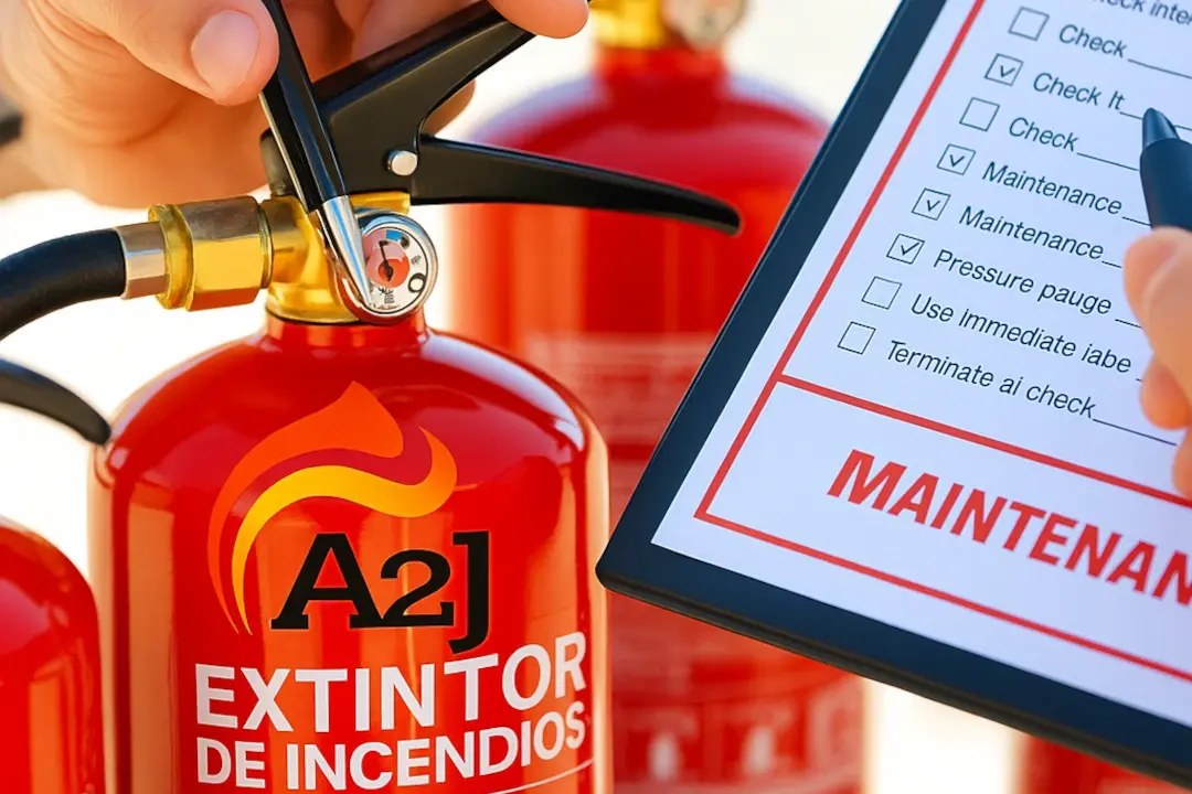Extintor de incendios A2J con revisión y mantenimiento conforme al RIPCI