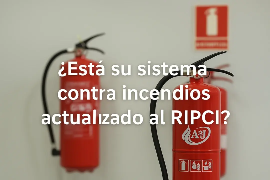 Extintor de incendios A2J recordando la importancia del cumplimiento del RIPCI
