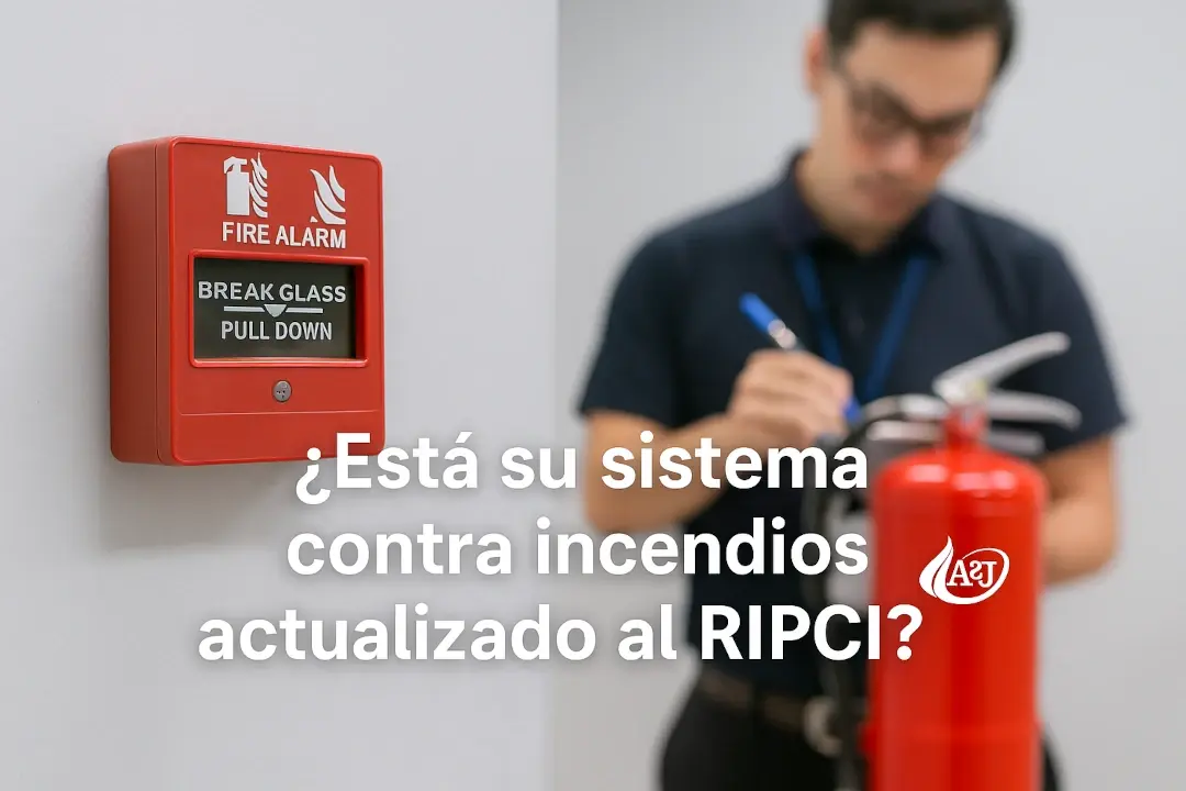 Extintor de incendios A2J recordando la importancia del cumplimiento del RIPCI