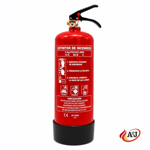 [3ABC] Extintor de polvo ABC de 3 kg Homologado | Eficacia 13 A 89 B C con Marcado CE
